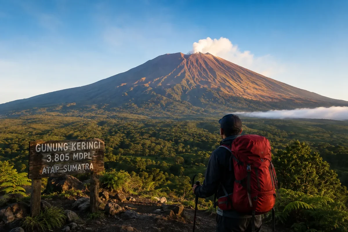 Pesona Gunung Kerinci: Menjelajah Atap Sumatra hingga Danau Gunung Tujuh
(Foto: wikipedia/AI)
