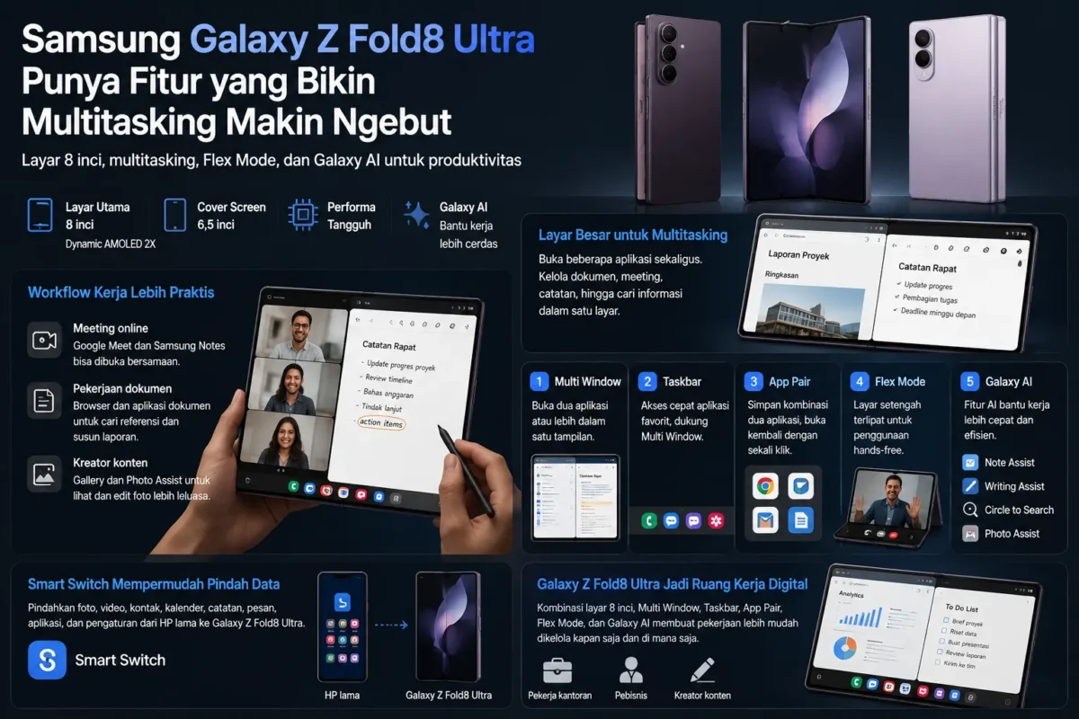 Samsung Galaxy Z Fold8 Ultra Punya Fitur yang Bikin Multitasking Makin Ngebut
(Foto: samsung/AI)