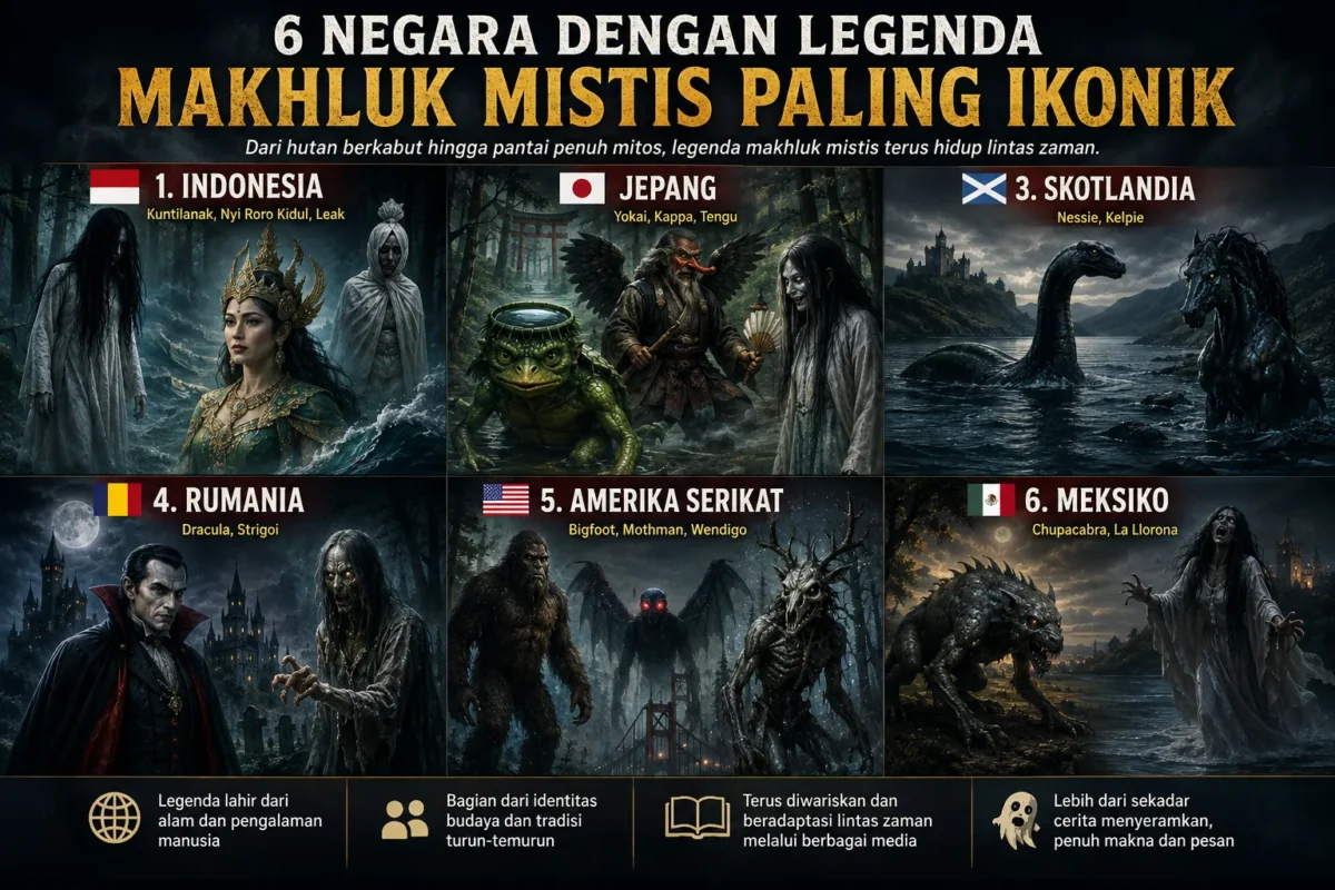 Misteri dari 6 Negara: Kuntilanak, Dracula, Bigfoot hingga La Llorona
(Foto: ILS/kabarinaja/AI)