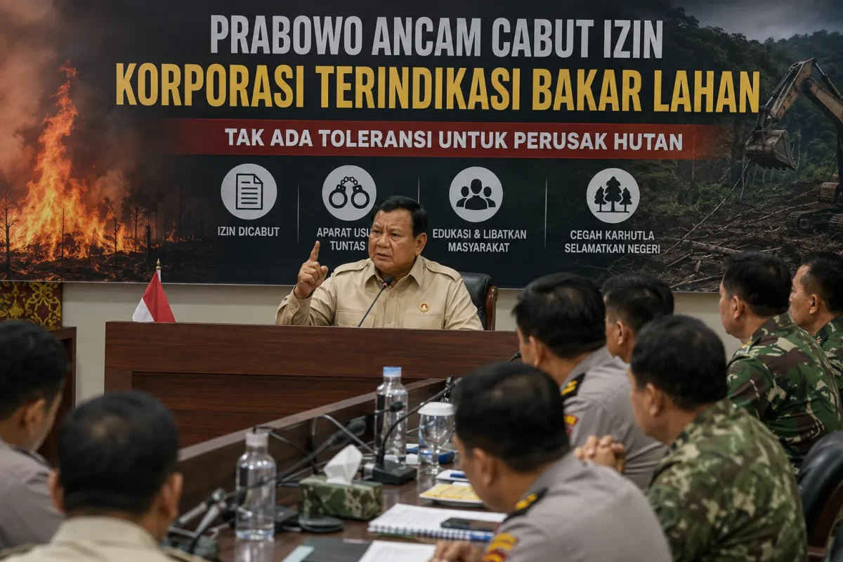 Prabowo Ultimatum Korporasi: Terindikasi Bakar Lahan, Izin Dicabut
(Foto: balipost/AI)