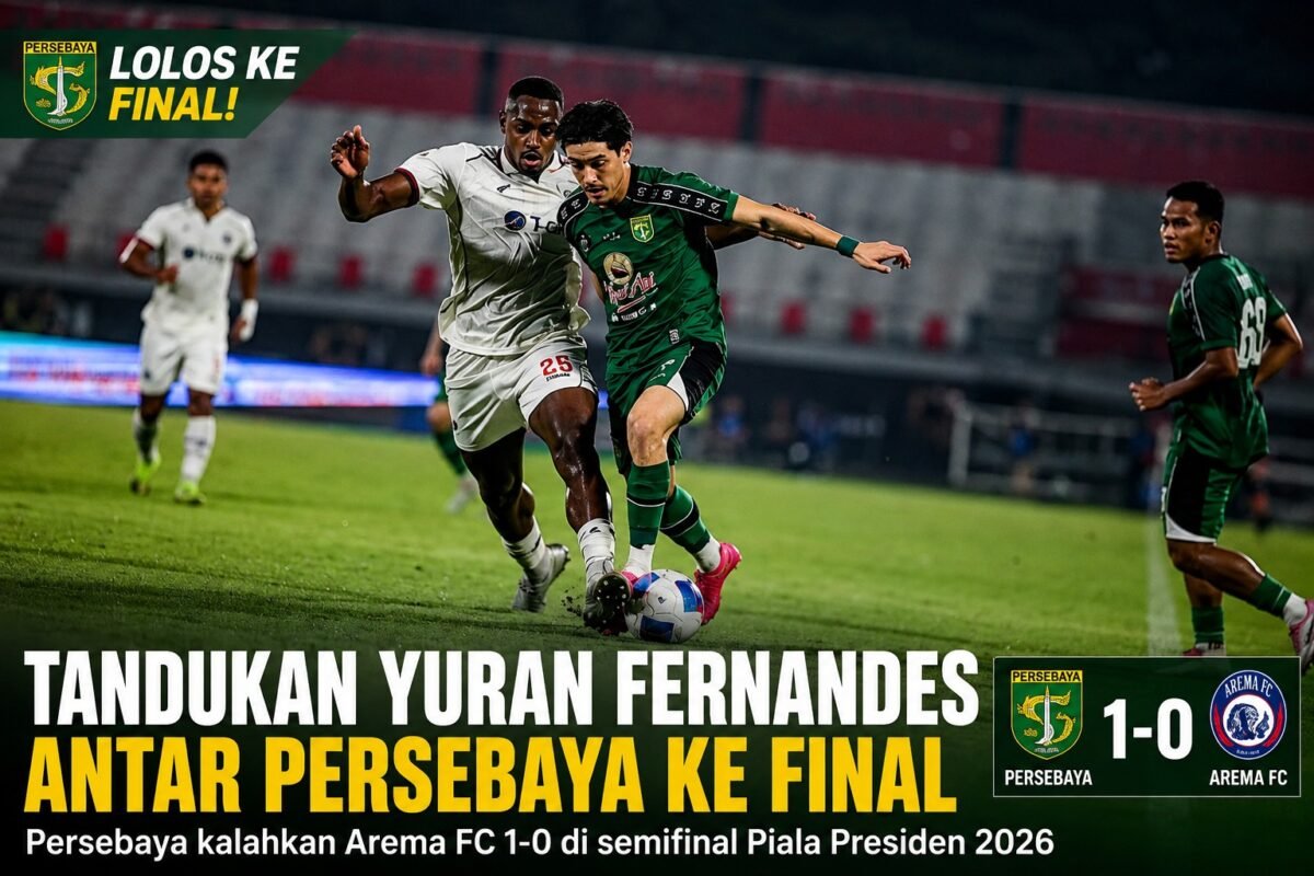 Yuran Fernandes Jadi Pahlawan! Persebaya Tantang Persib di Final Piala Presiden 2026
(Foto: Dok. Persebaya/bola/AI)