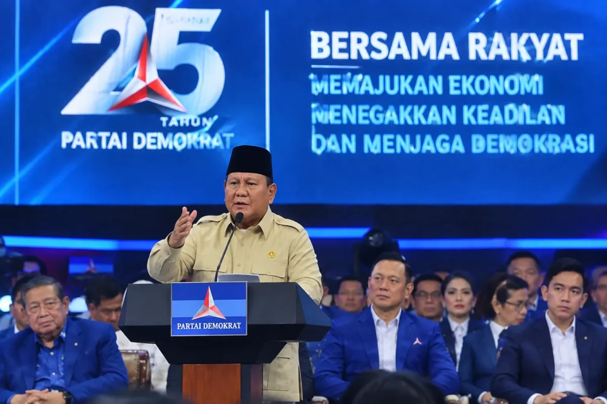 Prabowo dan AHY Satu Panggung, Ini Pesan Politik di HUT Demokrat
(Foto: Setpres/disway
/AI)